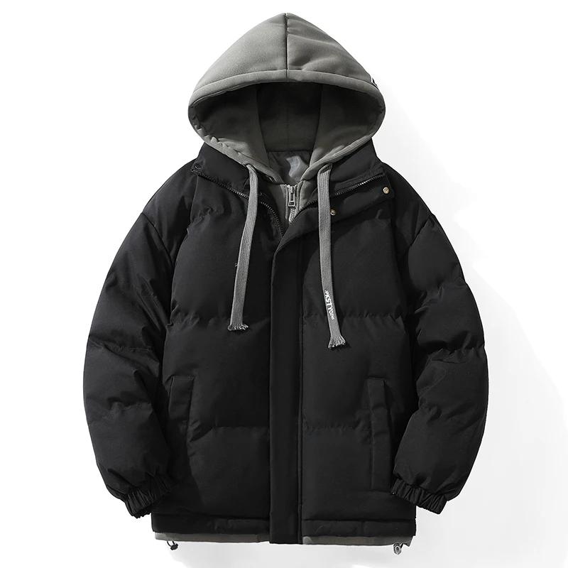 Новое зимнее мужское толстое стеганое пальто, свободная модная стеганая куртка с двумя капюшонами