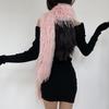 Women Long Scarf Solid Color Thickened Imitation Mink Fur Velvet Decor Scarf Warm Thin Scarf Fashion Accessory