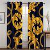 3D Современная Роскошь Черный Золотой Классический Узор Бренда ЛОГОТИП Тонкая Затенение 2 Панели Шторы для Спальни Гостиной Домашний Крючок Декор