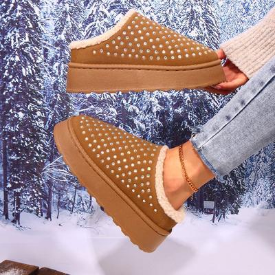 Женские зимние меховые утепленные теплые холодные легкие походные домашние амортизирующие водонепроницаемые нескользящие спортивные снежные ботинки хлопковые тапочки