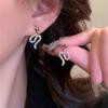 Full Crystal Rhinestone Snake Stud Earrings For Women Statement Unique Wedding Jewelry Brincos Pendientes