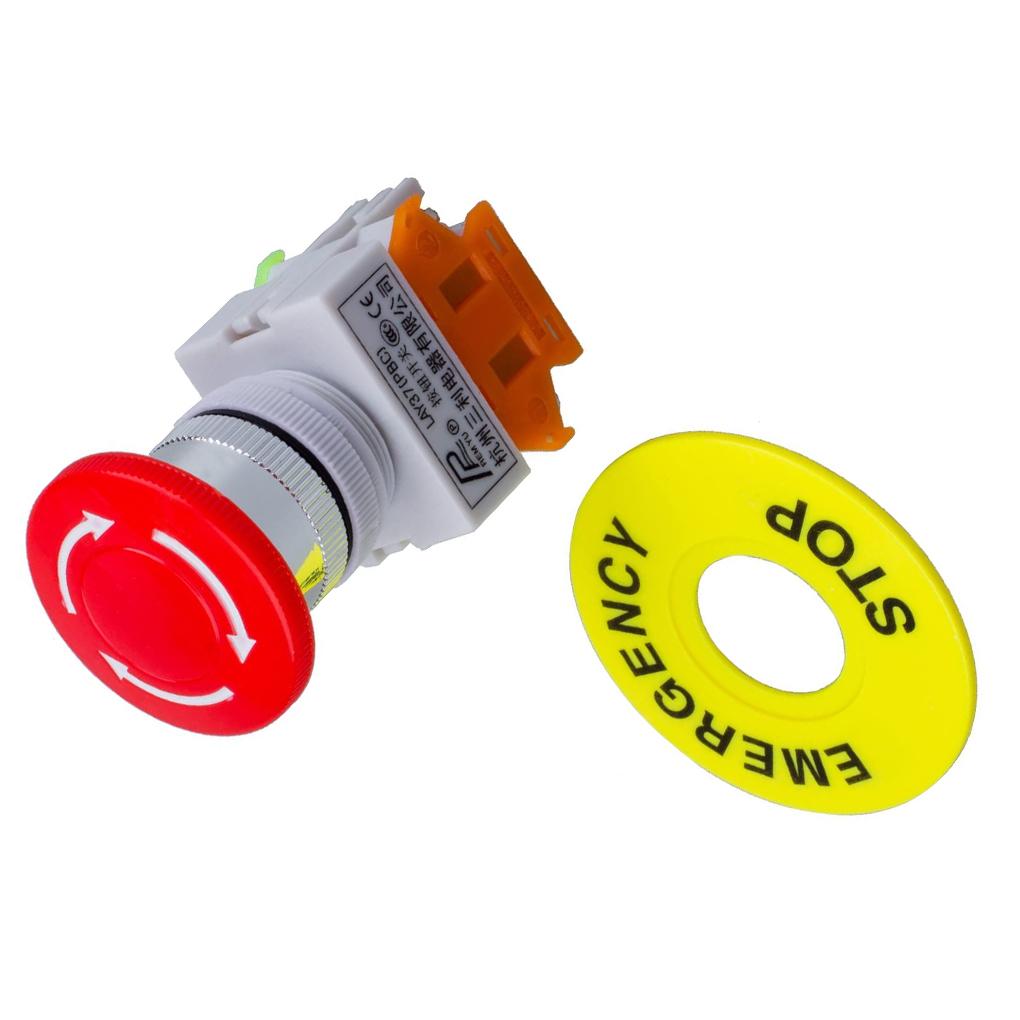 Красный грибовидный кнопочный переключатель аварийной остановки с фиксацией, монтажное отверстие 22 мм, кнопка аварийной остановки 1НО