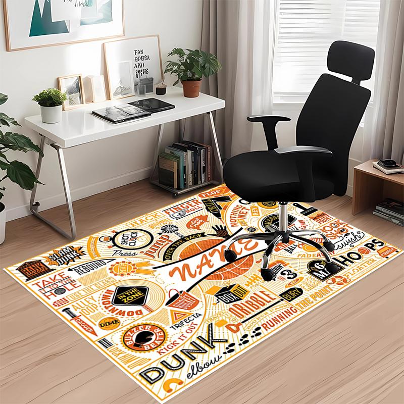 Custom Name basketball Printed Carpet, for Office Chair Living Room Bedroom Kitchen Room Decor Gifts.