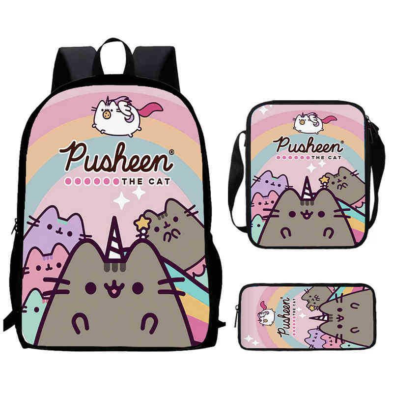 Детский рюкзак с принтом Pusheen, уличный, большой вместимости, школьный, для студента
