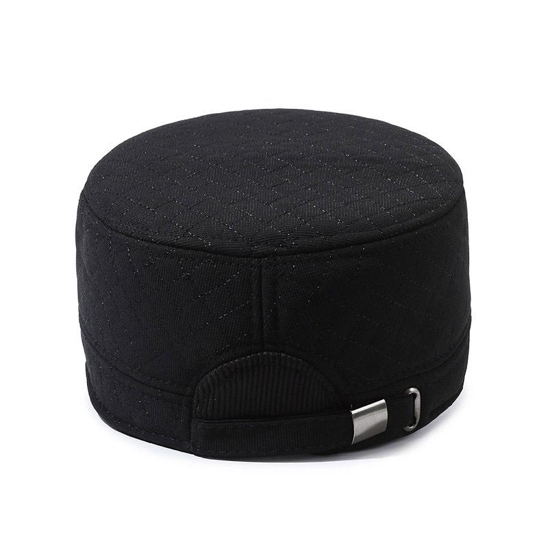 Middle-Aged and Elderly Military Caps Men's Autumn Winter Wool Flat Cap Old Man Velvet Thick Warm Ear Protection Cap