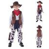 5Pcs Western Cowboy Costumes Cowboy Vest Bandana Shirt Pants Cap Halloween Fancy Dress Accessories Western Outfits