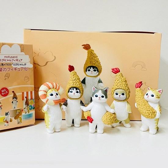 Фигурка кошки Креветка Кот 5-элементный набор Миниатюрная фигурка Интерьерный подарок, популярные игрушки в Корее