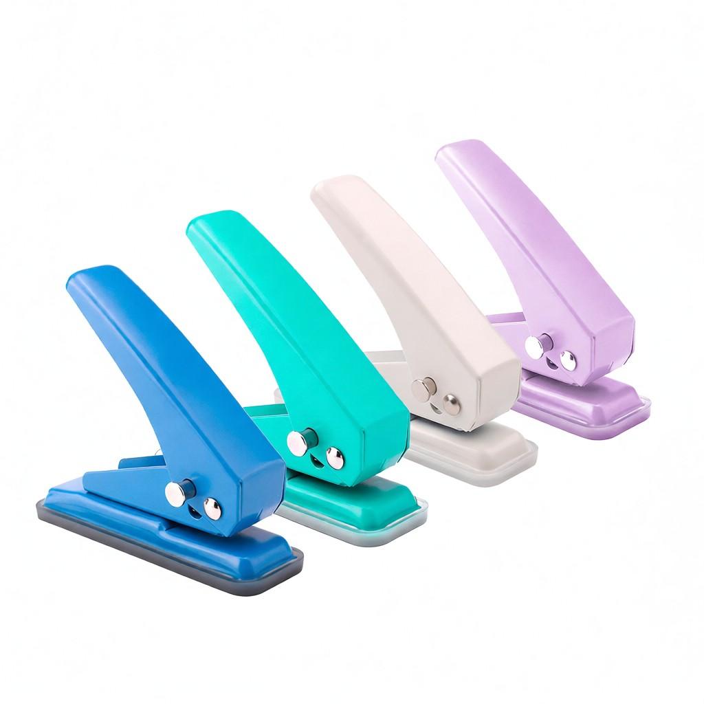 Mini Metal Single Hole Punch 1 Hole Paper Puncher 20 Sheet Capacity 6mm Holes Reduced Effort with Scraps Collector for Office School Home Supplies
