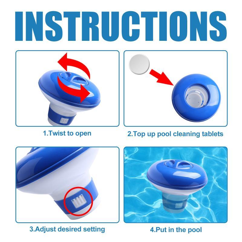 Floating Pool Chlorine Dispenser 5 Inch Adjustable Flow Vents Leak Proof Lightweight Portable for Travel Pool Spa Use