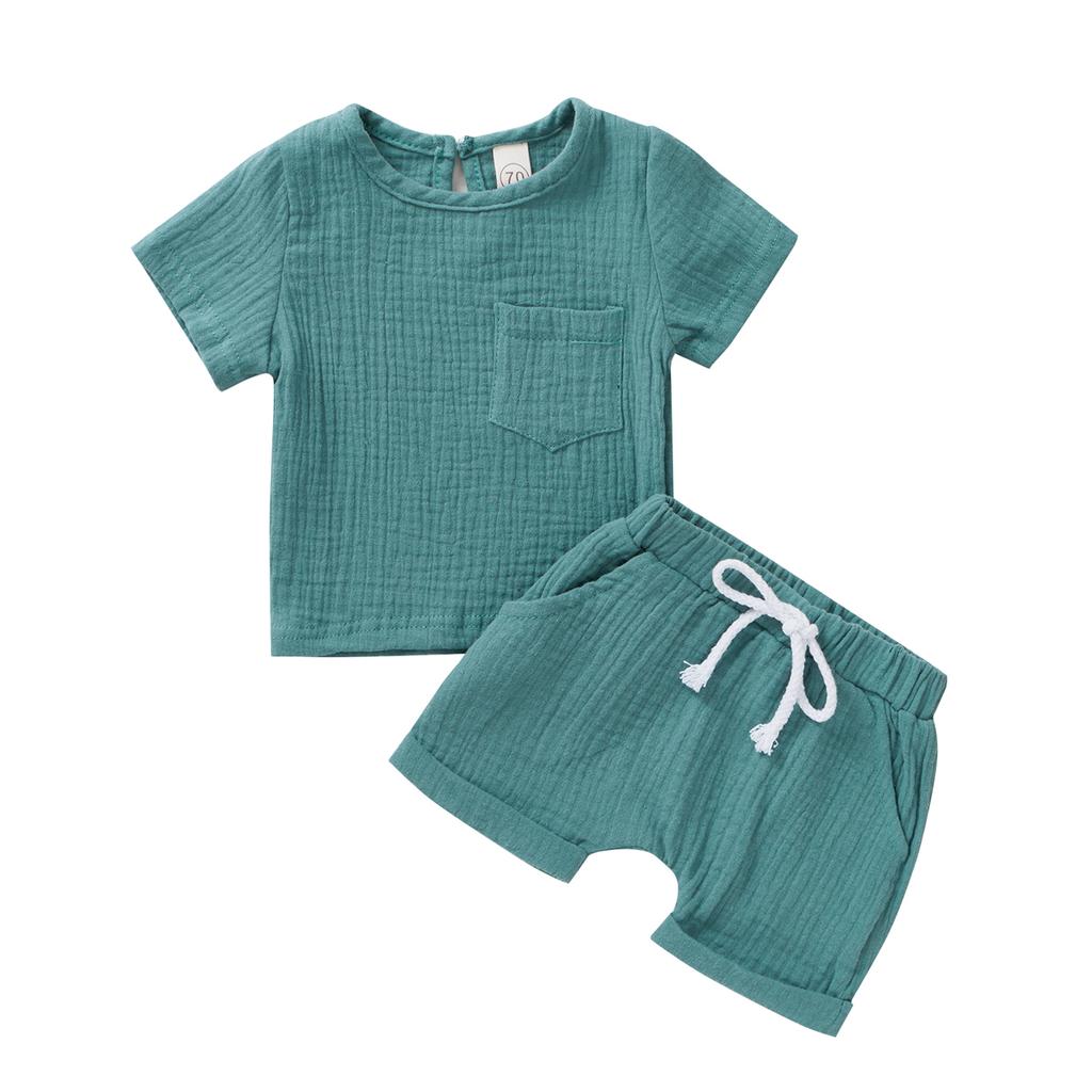 0-4Y Summer Baby Boy Girl Clothes Sets Toddler Newborn Kid Baby Soft T-shirt Shorts Children Outfits Solid Color