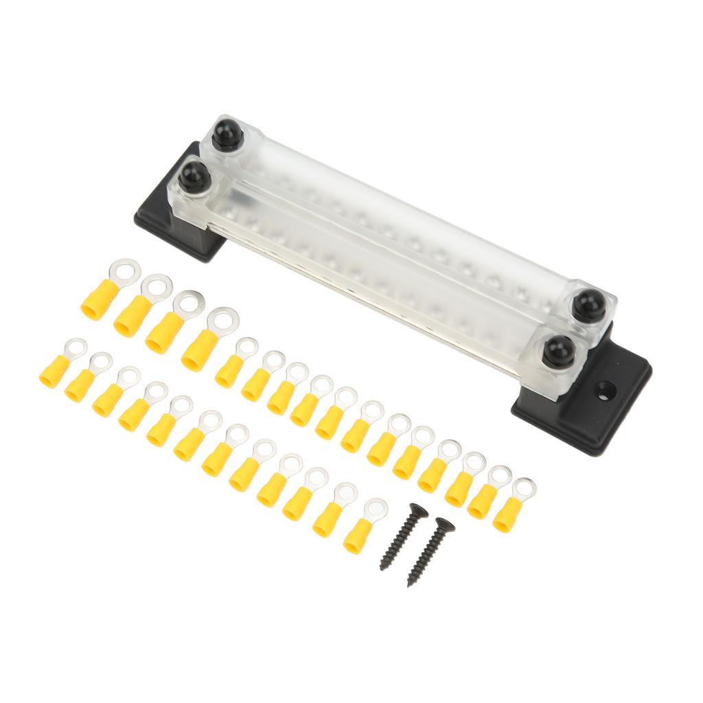 Power Distribution Block with Cover 24 Terminal 150A 12‑48V for Car RV Ship Yacht Pickup Truck Power System