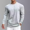 Мужская свободная хлопковая дышащая спортивная футболка с длинным рукавом осенняя для бега
