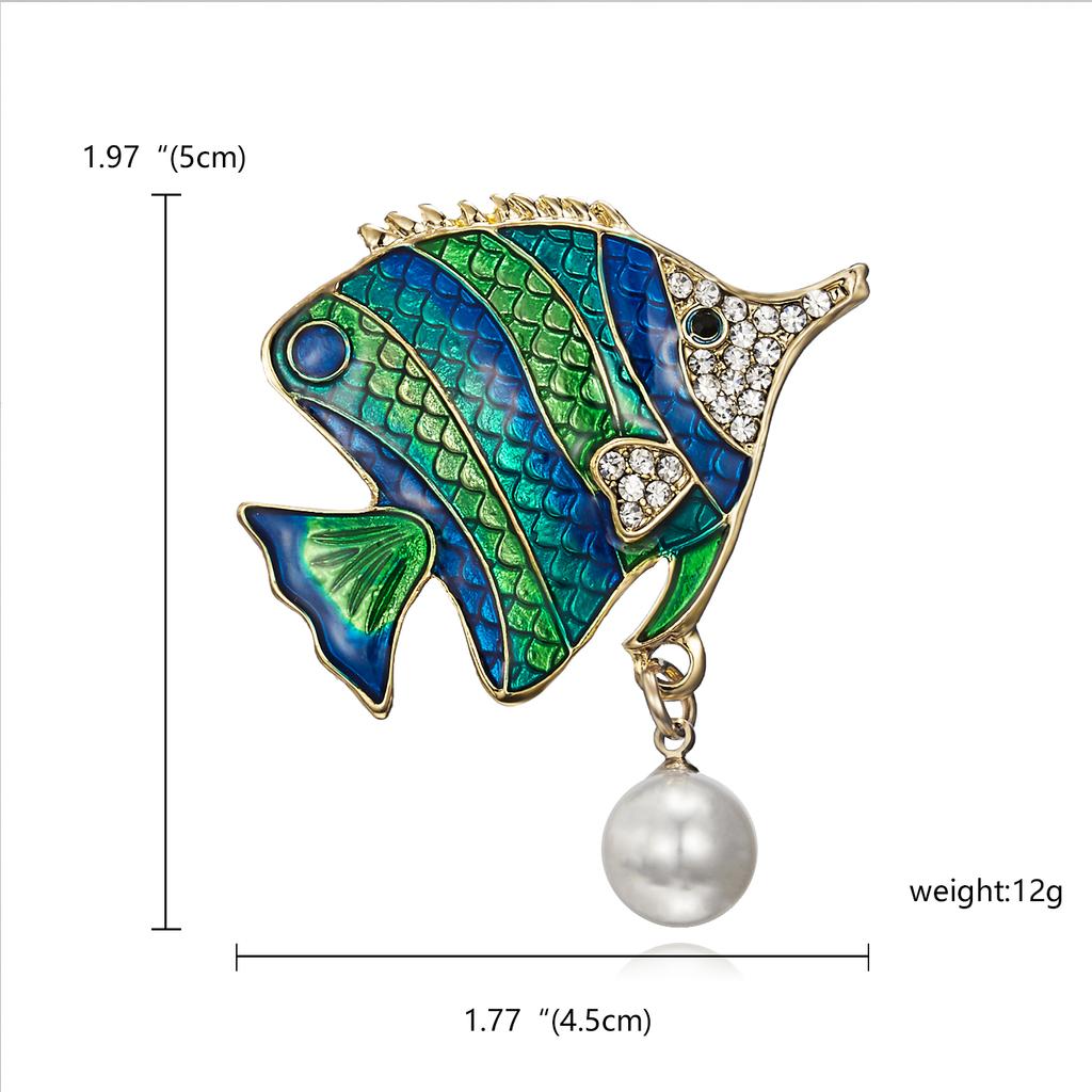 Rinhoo Lucky Fish Enamel Lapel Pins Sparkling Rhinestone Animal Goldfish Dolphin Whale Shark Brooch Clothes Badge Button Jewelry