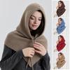Men Women Shawl Scarf Solid Color Adjustable Drawstring Hooded Design Scarf 2 In 1 Winter Outdoor Hooded Wrap