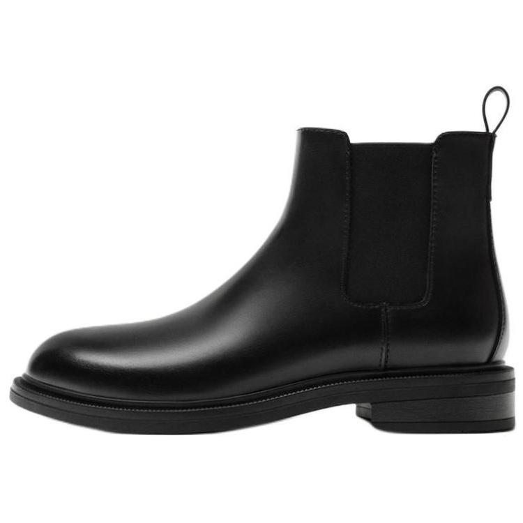 Zara Comfortable Minimalist Round-Toe Short Chelsea Boots Men Boots Black 12000420800