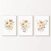Set of 3 Neutral Watercolor Wildflower Prints / Boho Minimalist Wall Decor / Printable Botanical Wall Art /Branch Prints poster