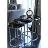 Серебряный металлический журнальный столик Nesting C с черным стеклом