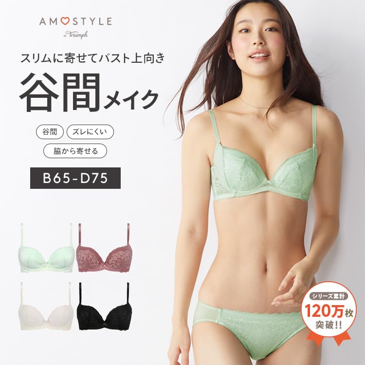 AMOSTYLE Комплект из бюстгальтера и шорт Daisy Lace M015 Размер B70M [AMOSTYLE] Push-up & (белый)