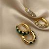 AREUM Earrings and Rings, Jimin Motif, Set of 2, Gold and Green, One-Touch Earrings (Gold and Clear)