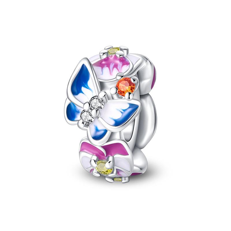 New 925 Silver Butterfly Flower Thread Safety Bead Fixed Clip Buckle Beaded Bracelet Accessories Jewelry Gift