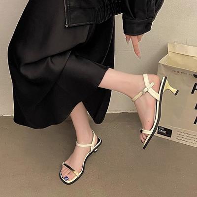 Модные сандалии на платформе для женской весны и лета, новые модели с открытым носком, на тонком каблуке и туфли женские на одной пуговице, тренд