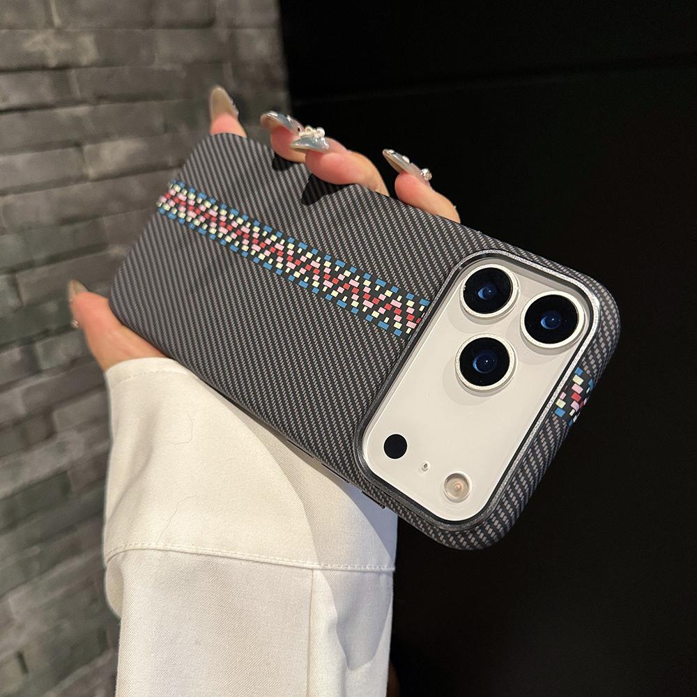 Роскошный Премиальный Чехол из Углеродного Волокна Для iPhone 17 Air 16 15 14 Pro Max Plus С Магнитным Узором Из Сплава Защитная Крышка Рамки Объектива