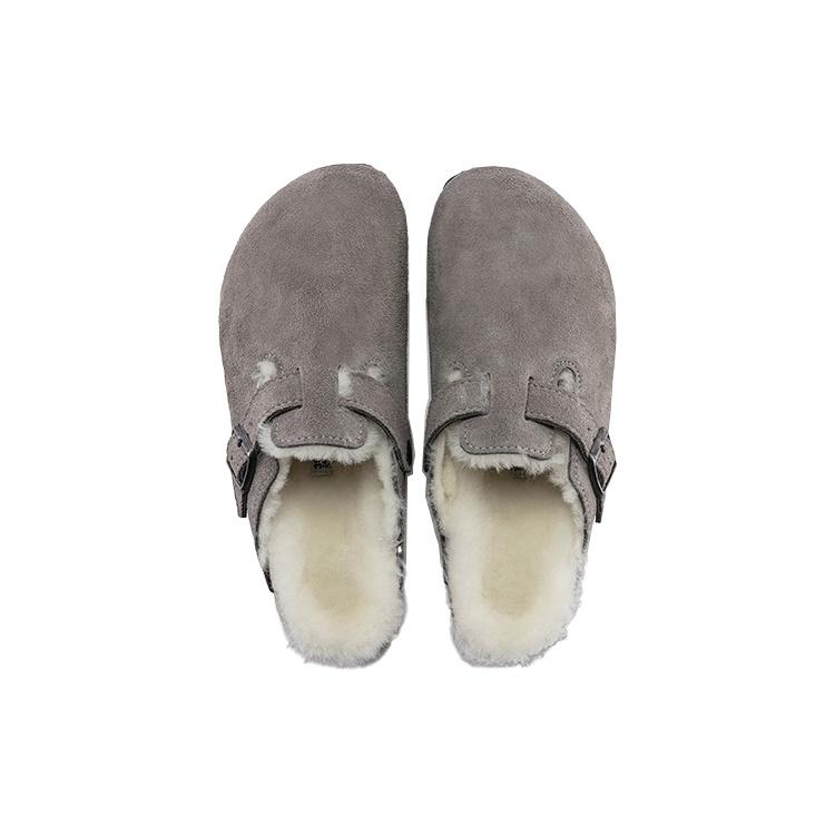Birkenstock Boston Fur Narrow 'Замша Каменный Серый' Мужские 1017650