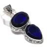 Blue Topaz Gemstone Handmade 925 Sterling Silver Jewelry Pendant 2.56" K4f12