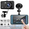 4'' IPS Touch Screen DVR G-Sensor 1080P Video Recorder Dash Cam Dual Len Wide-Angle Driving Recorder Parking Monitoring