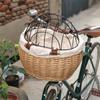 Cat Dog Bicycle Storage Basket Handwoven Bike Pet Seat Front Handlebars Carrier Adjustable Bike Woven Basket Cycling Accessories