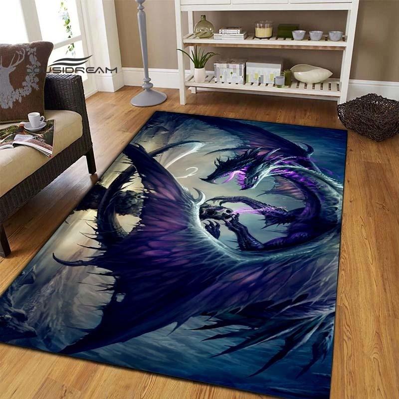 Коврики с темным драконом, модный 3D-печать, фантазийный дракон, гостиная, спальня, большой мягкий ковер, домашний коврик для детской комнаты, напольный коврик