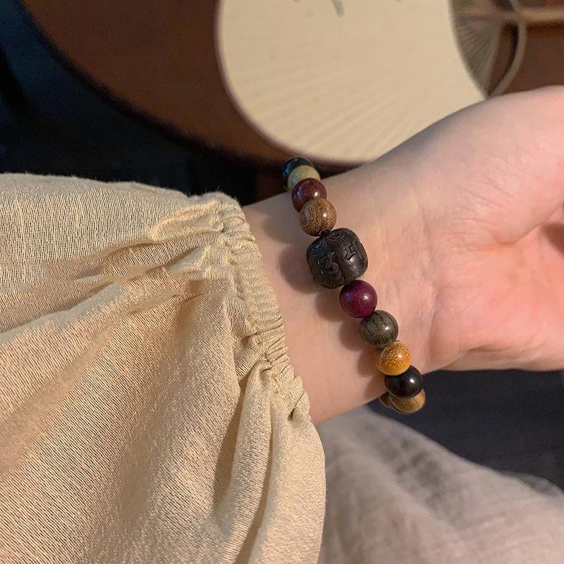 Chinese Style Sandalwood Beaded Bracelets: Bamboo & Zen Beads for Women, Ethnic Jewelry