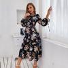 Temperament and Elegance Outer Wear Fashion Women's Long Sleeve Vintage Floral Dress Fall