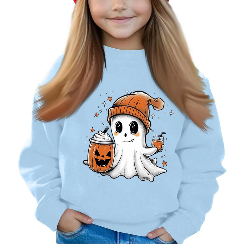 Halloween Day Girls Round Neck Pullovers For Kids Printed Baby Tops