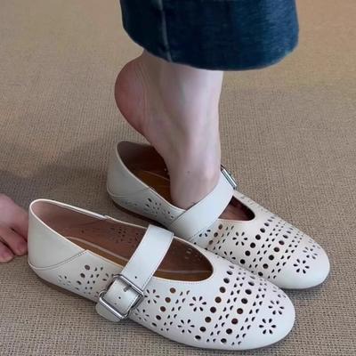 Богемные ажурные одинарные туфли женские нежные туфли с отверстиями поздний вечерний бриз туфли бабушки кожаные на плоской подошве французские туфли Мэри Джейн