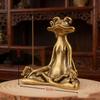 Alloy Zen Meditation Frog Statue Durable Alloy Vintage Texture Small Figurine for Tea Table Home Decor