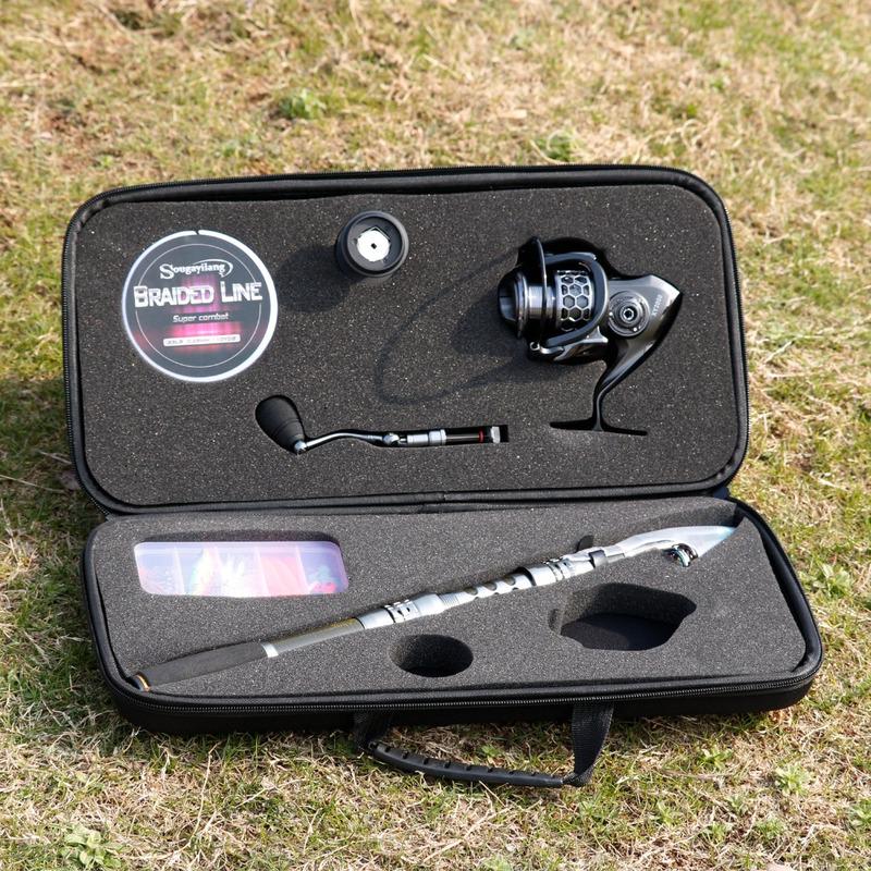 Fishing Rod Combo with Telescopic Fishing Pole Spinning Reels Fishing Bag Lure Line Sets Accessories