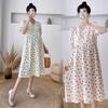 Maternity Clothes Summer New Buckle Lactation Polka Dot Belly Cover Pregnancy Wear Commuter Strap Dress