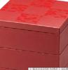 Outdoor Lunch Box Made in Saiun Ichimatsu 50 Ginshu Modern Design J-kitchens (Lunch Box) Japan, Pattern, Three-Tiered Box, (Red) (1 Set), 15cm,