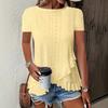 1116 European and American summer new women's fashion large size fashion asymmetrical ruffle hem short sleeves