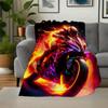 "Flaming Speed: Neon Motorcycle Art Print"Blanket Flannel Throw Blanket for Sofa, Bed, Travel, Camping, Office, Couch, Chair, And Bed Gift f