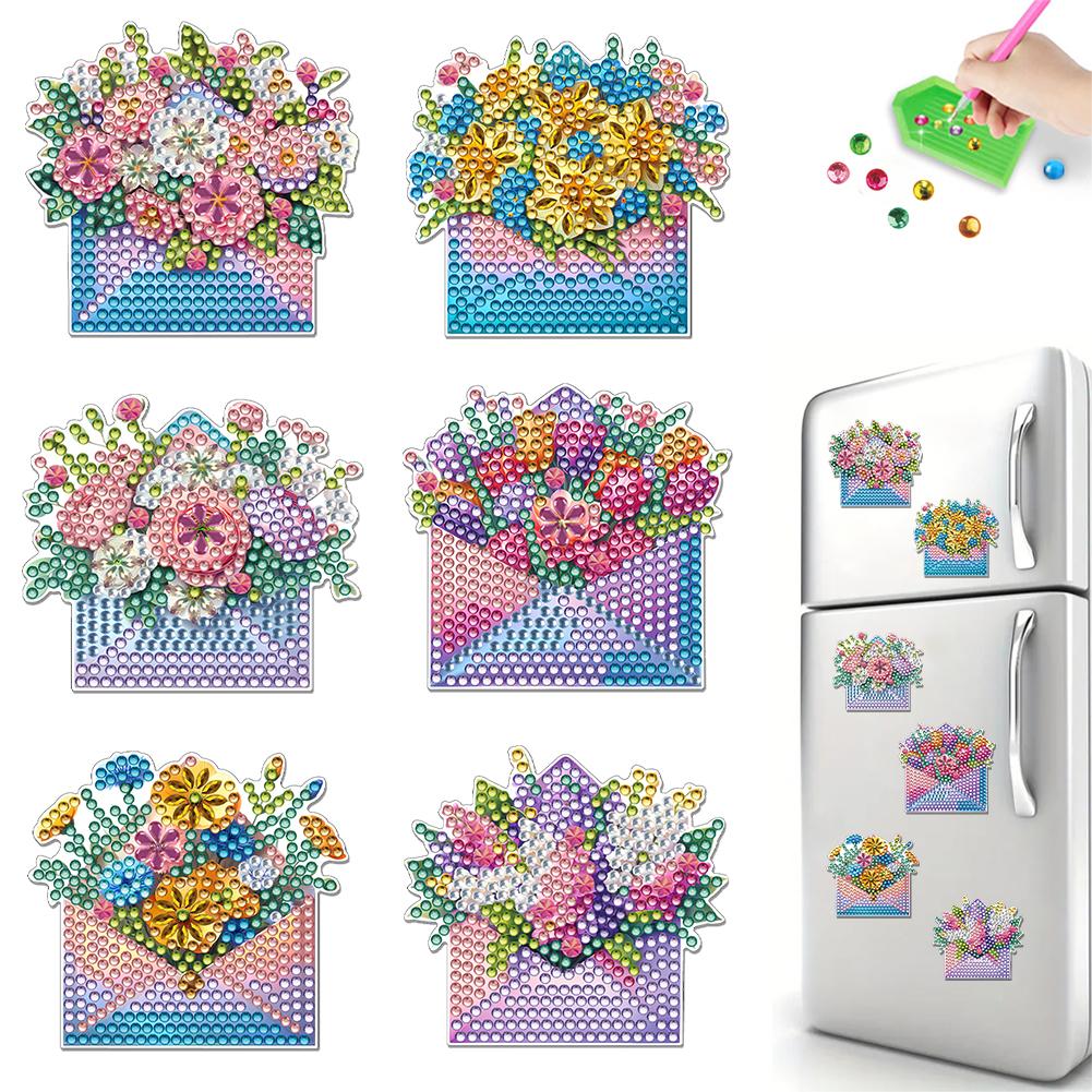 6Pcs Diamond Painting Refrigerator Magnets Fridge Magnets Diamond Art Diamond Art Magnets DIY Art Crafts for Adults Beginners