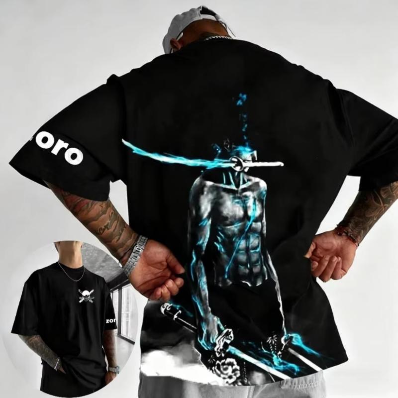 One Piece Mens and Womens Tshirt Roronoa Zoro High Quality Tee Anime Summer Spring Boy Girl Shortsleeved Parentchild Outfit