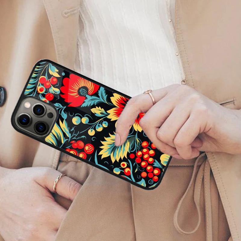 Khokhloma Russian Pattern Flower Magnetic Phone Case For APPLE iPhone 17 Air 16 14 13 12 Pro Max 15 Plus Wireless MagSafe Cover