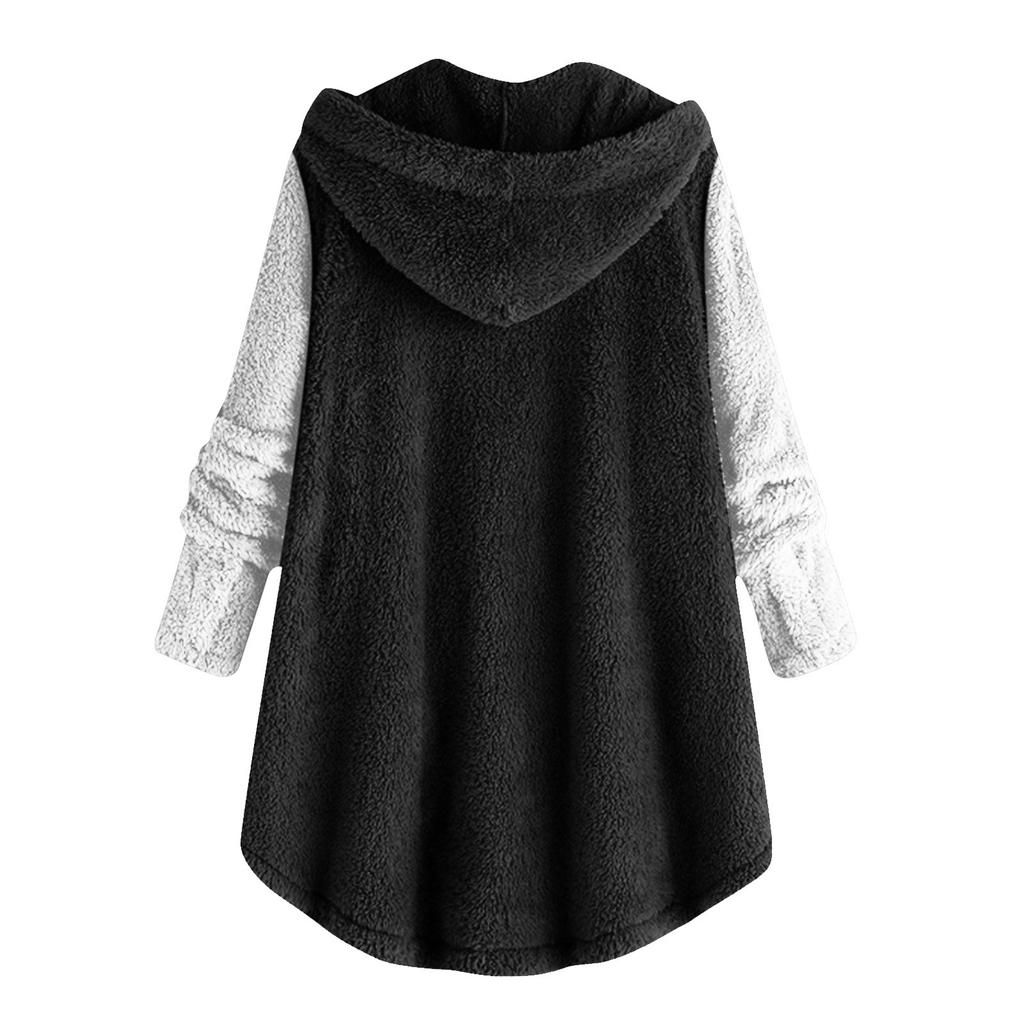 Женская мода, свободные толстовки с длинными рукавами, плюшевое пальто на пуговицах