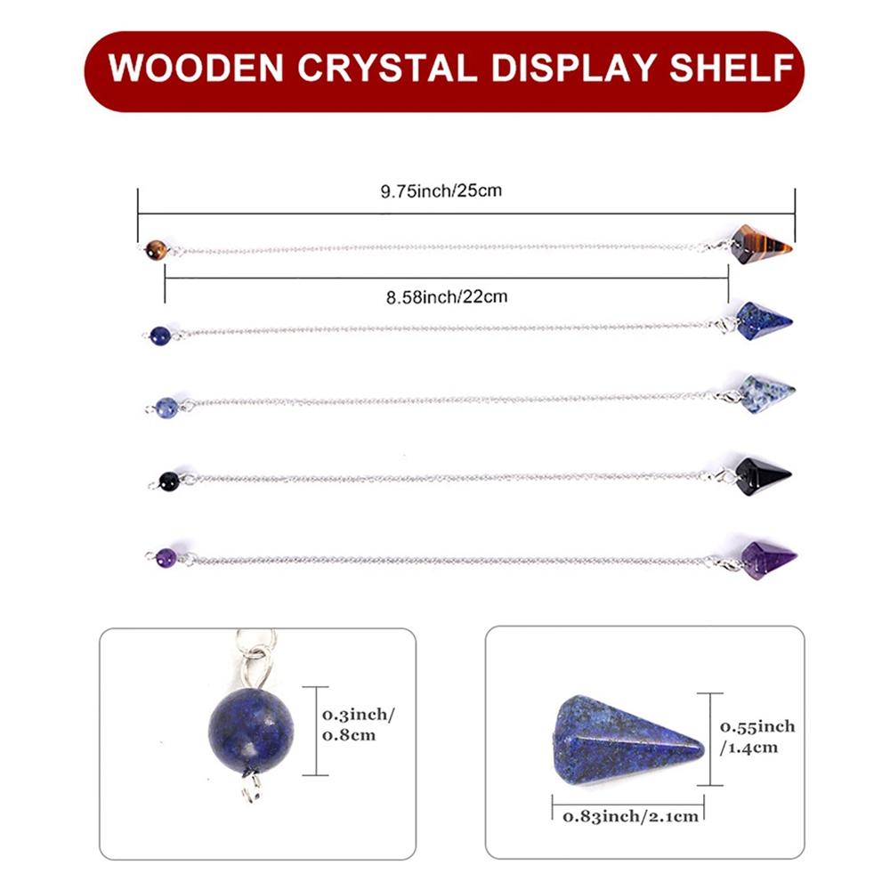 Wood Crystal Display Shelf Pendulum Display Stand with Hand Moon Witch Pendant Storage Witchcraft Gift Desktop Decoration