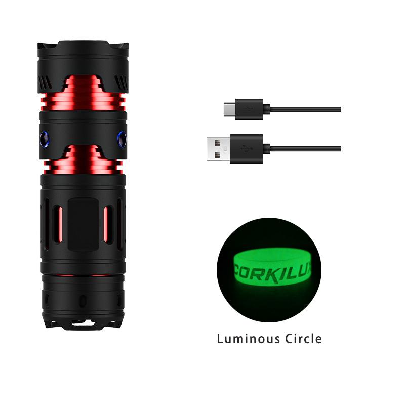 Портативный светодиодный фонарик с USB-зарядкой, гироскоп для пальцев для снятия стресса, уличный мини-фонарик из алюминиевого сплава, поисковый фонарь, фонарь для кемпинга