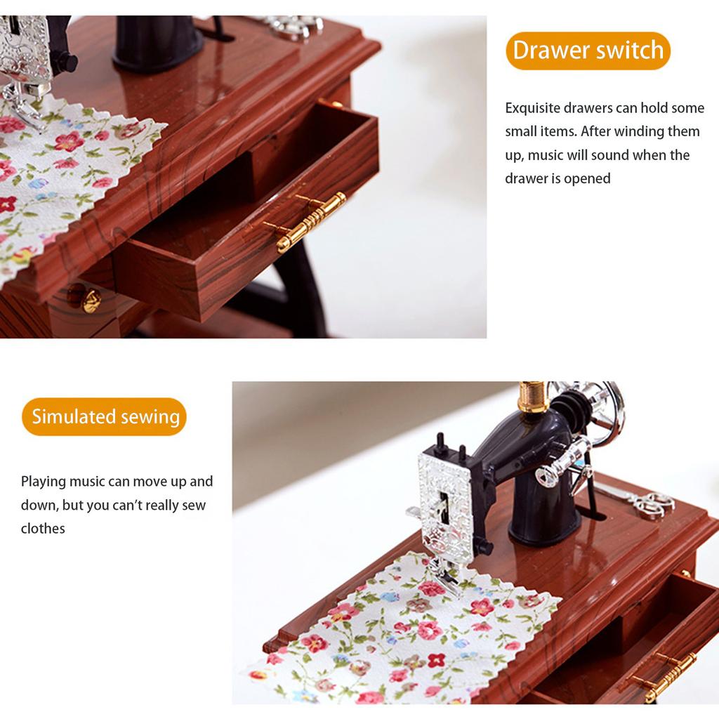 Швейная машинка Музыкальная шкатулка Мебель Музыкальная модель шкатулка Пластиковые украшения