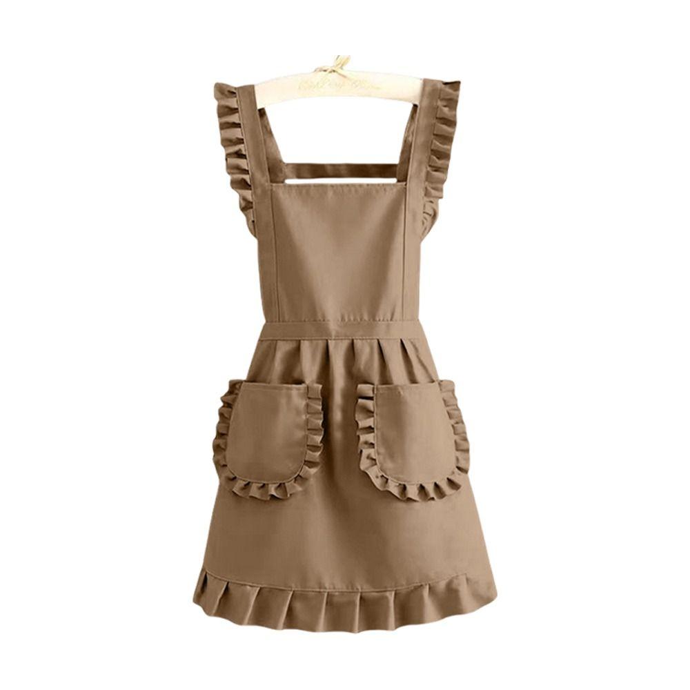 Милые кружевные фартуки в корейском стиле, прочные водонепроницаемые фартуки для готовки, большие карманы, перекрещивающиеся на спине, художественный фартук для женщин и девочек