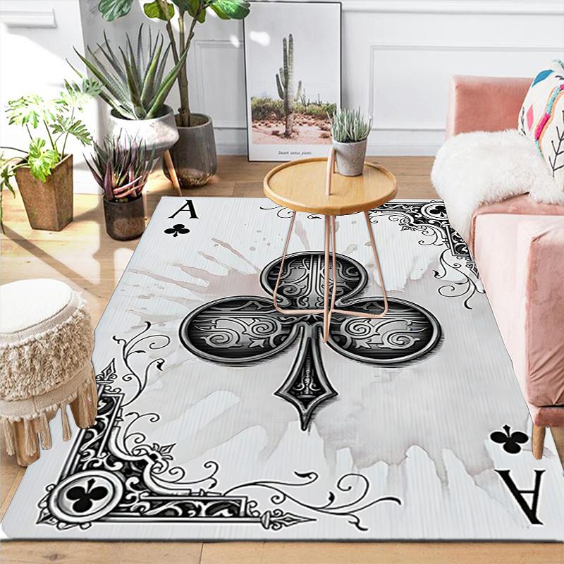 1Pc Ace Clubs Art Rug, Office Carpet Indoor Outdoor Doormat, Non-Slip, Comfortable, Living, Christmas Halloween, Xmas Gift G1222